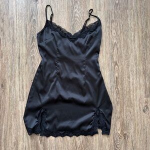 Lovers + Friends Black Lace Trim Slip